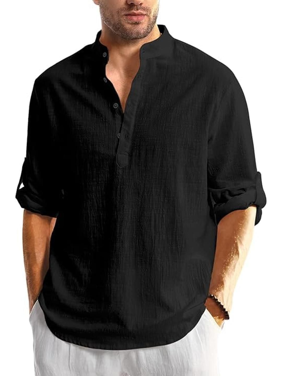 Edin Men Black Cotton Kurtas