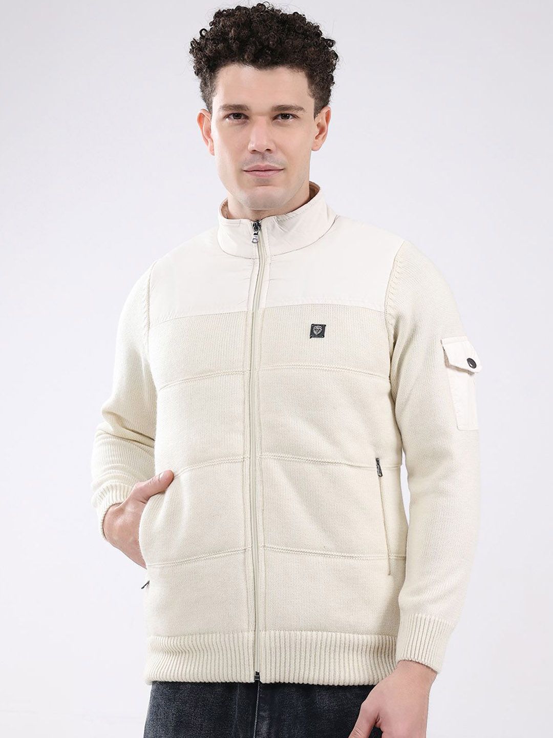 Monte Carlo Men Solid Mock Collar Lightweight Padded Jacket
