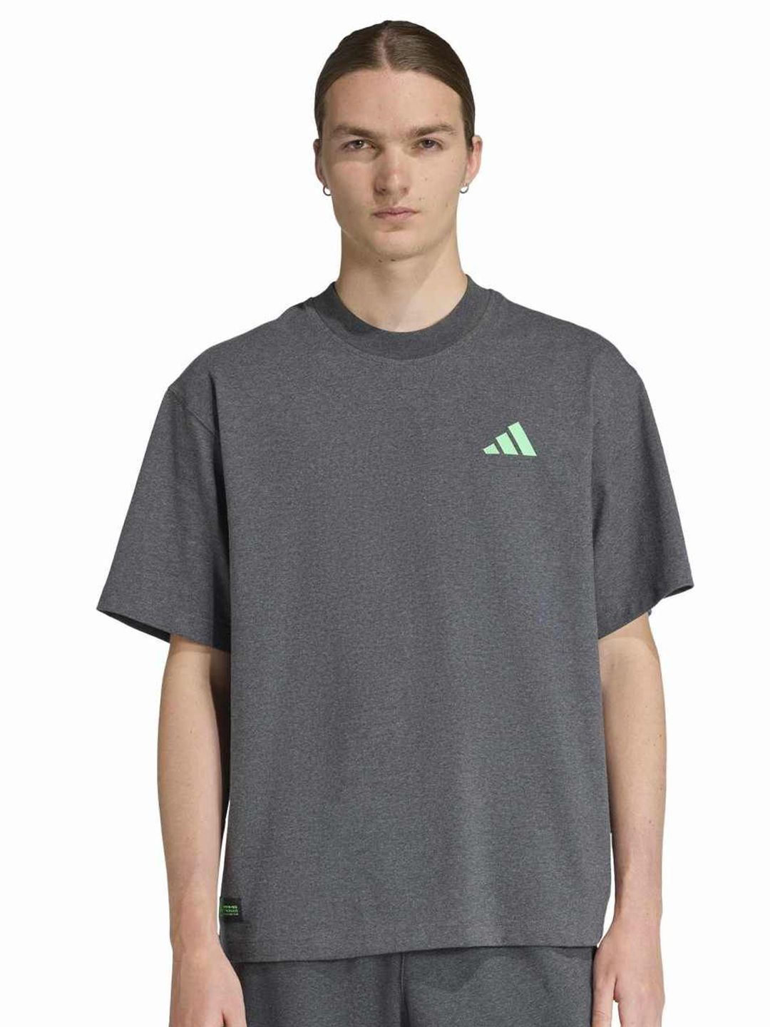 ADIDAS Men Typography Printed Round Neck Cotton Relaxed Fit T-shirt