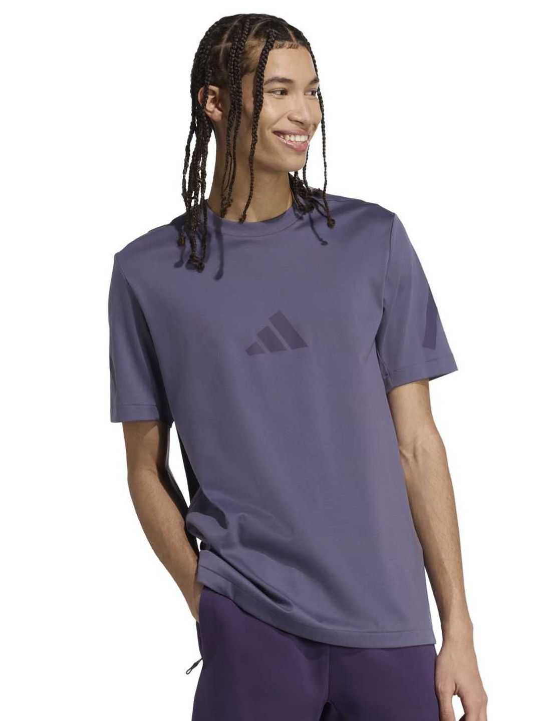 ADIDAS Men Solid Round Neck Cotton T-shirt