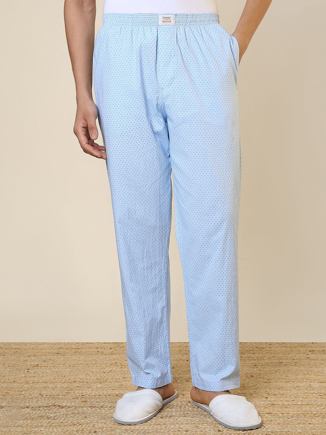 SleepZ by Raymond Checked Pure Cotton Straight-Leg Lounge Pant