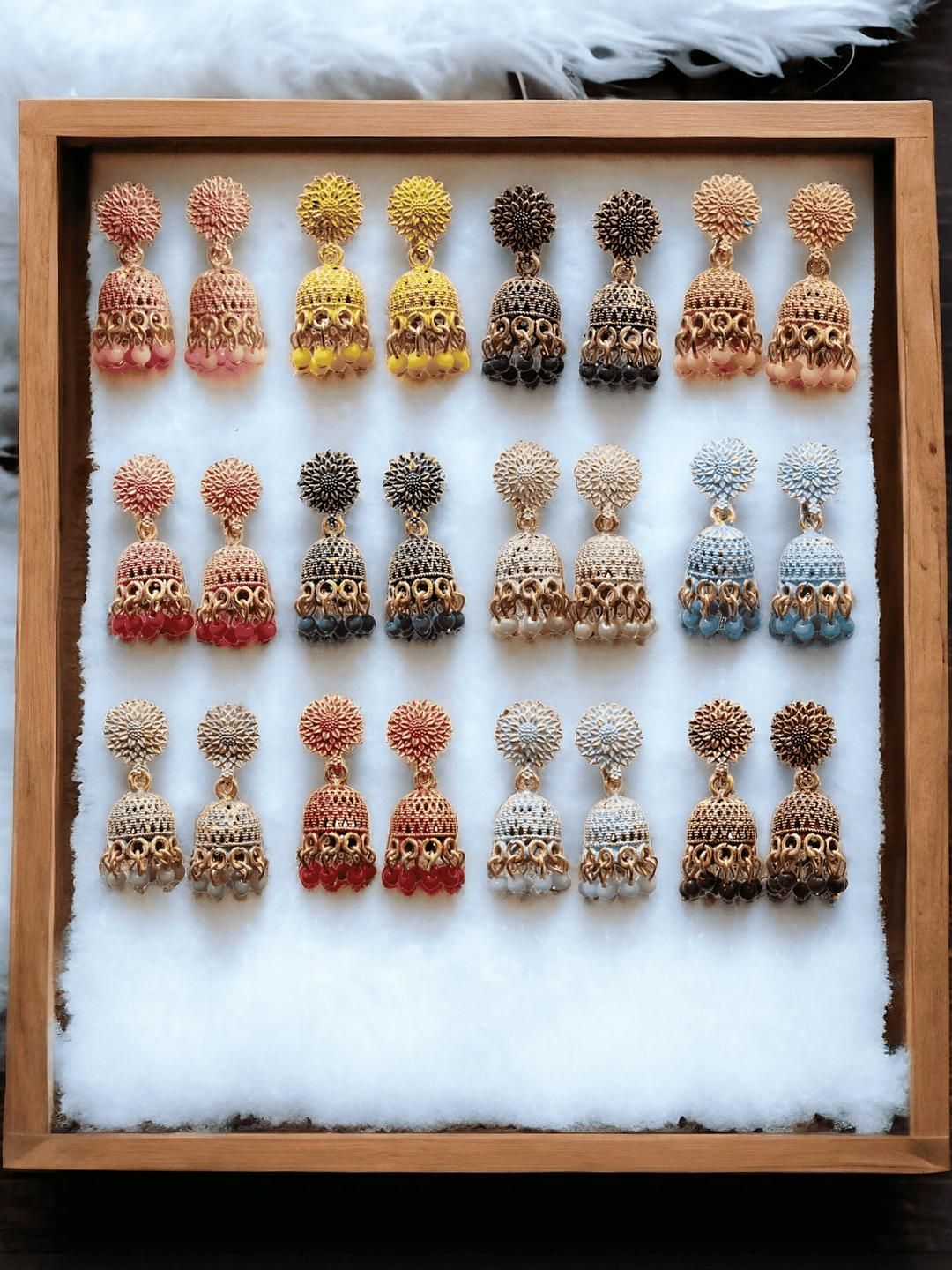 ANTICO Women Set Of 12 Jhumkas Earrings