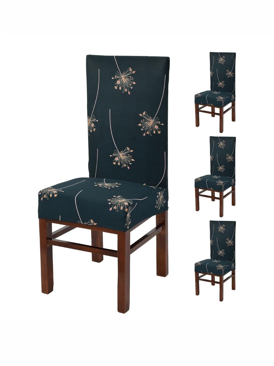 Yellow Weaves 4-Pcs Blue Printed Stretchable Chair Covers