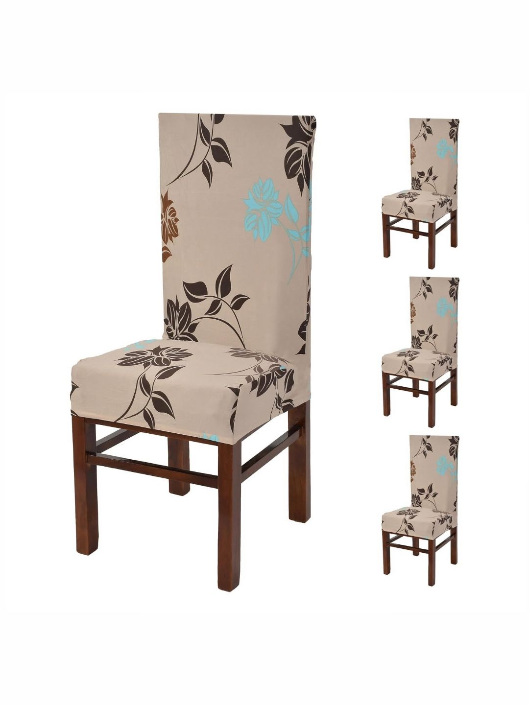 Yellow Weaves 4-Pcs Grey Printed Stretchable Chair Covers