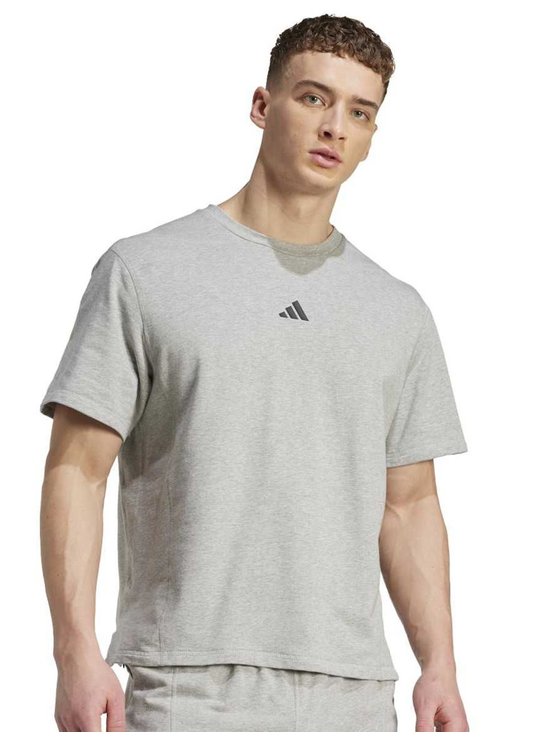 ADIDAS Men Solid Round Neck Cotton T-shirt