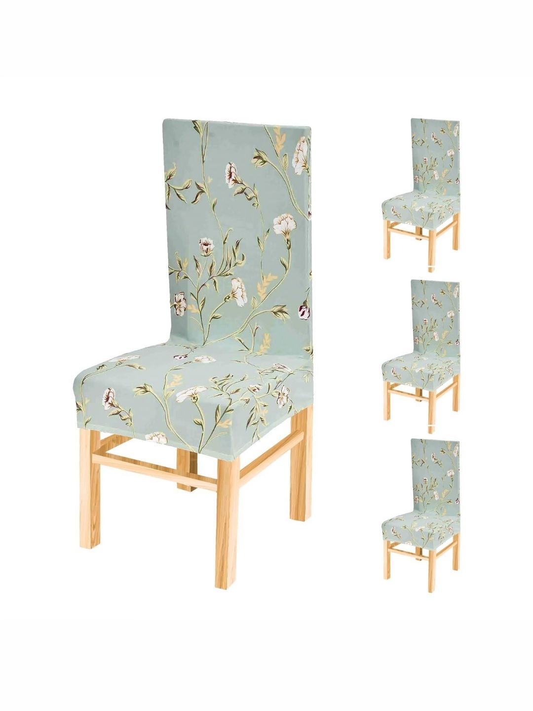 Yellow Weaves 4-Pcs Lime Green Printed Stretchable Chair Covers