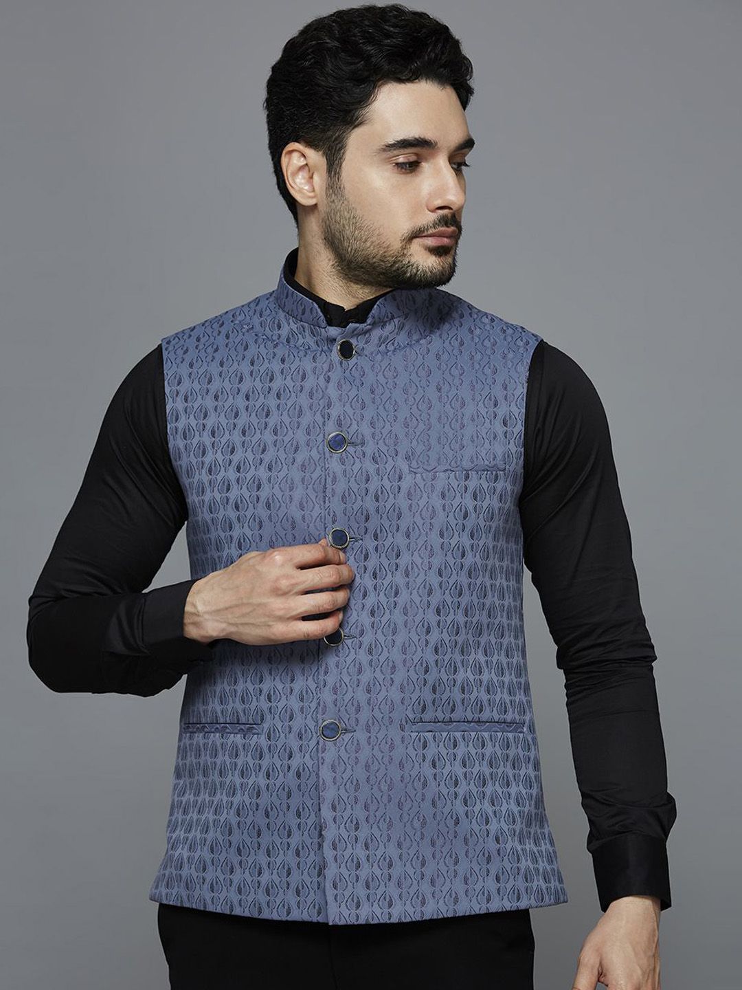 ESSAS club Embroidered Woven Nehru Jacket