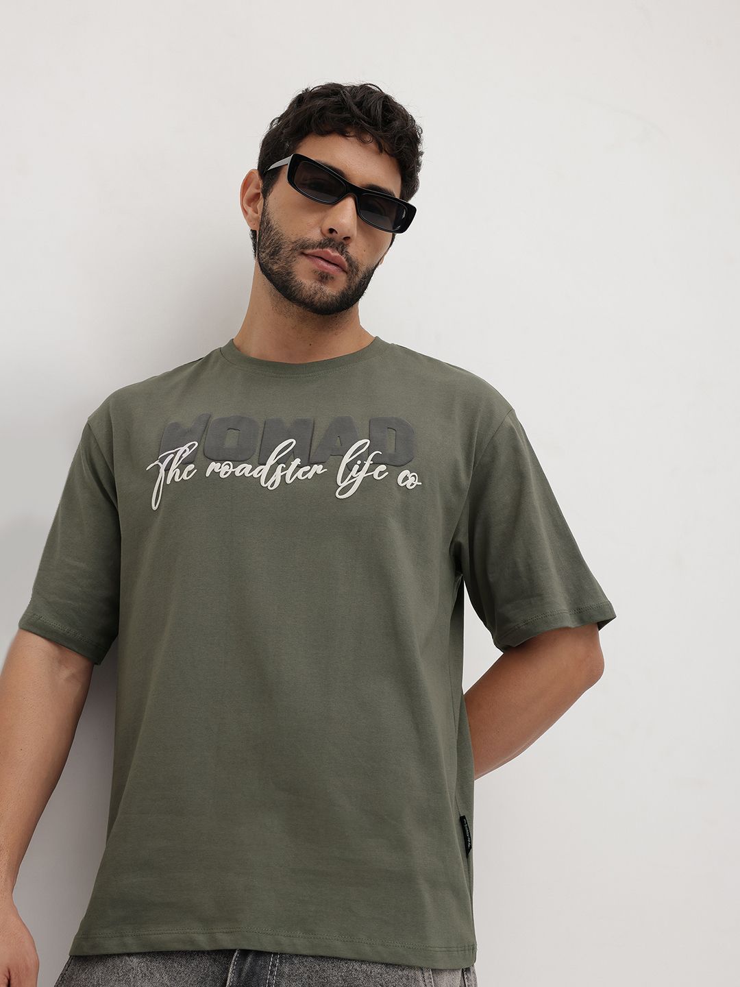 The Roadster Life Co. Printed Pure Cotton Relaxed Fit T-shirt