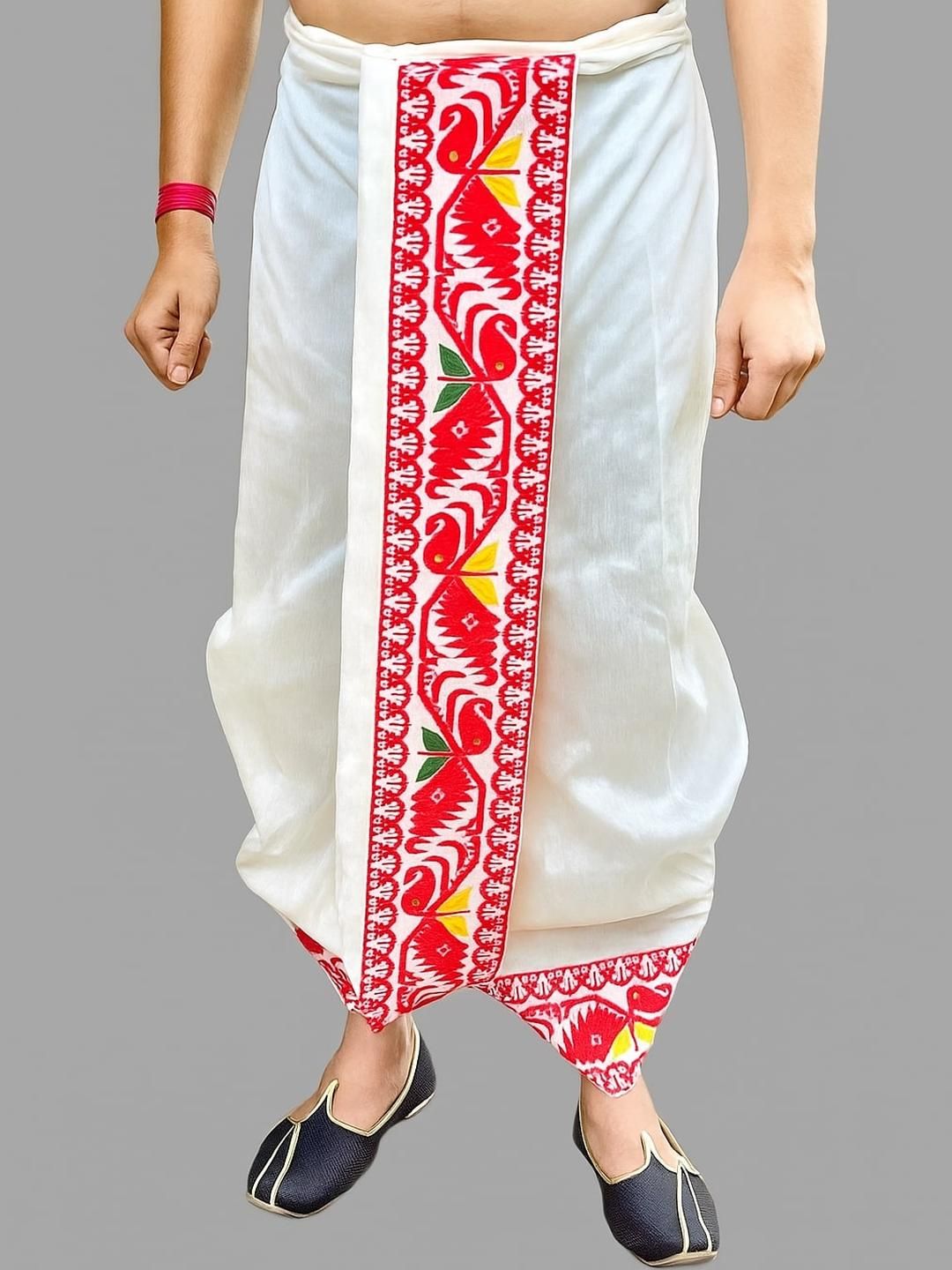 AMIT ONLINE Men Jamdani Border Ready To Wear Dhoti