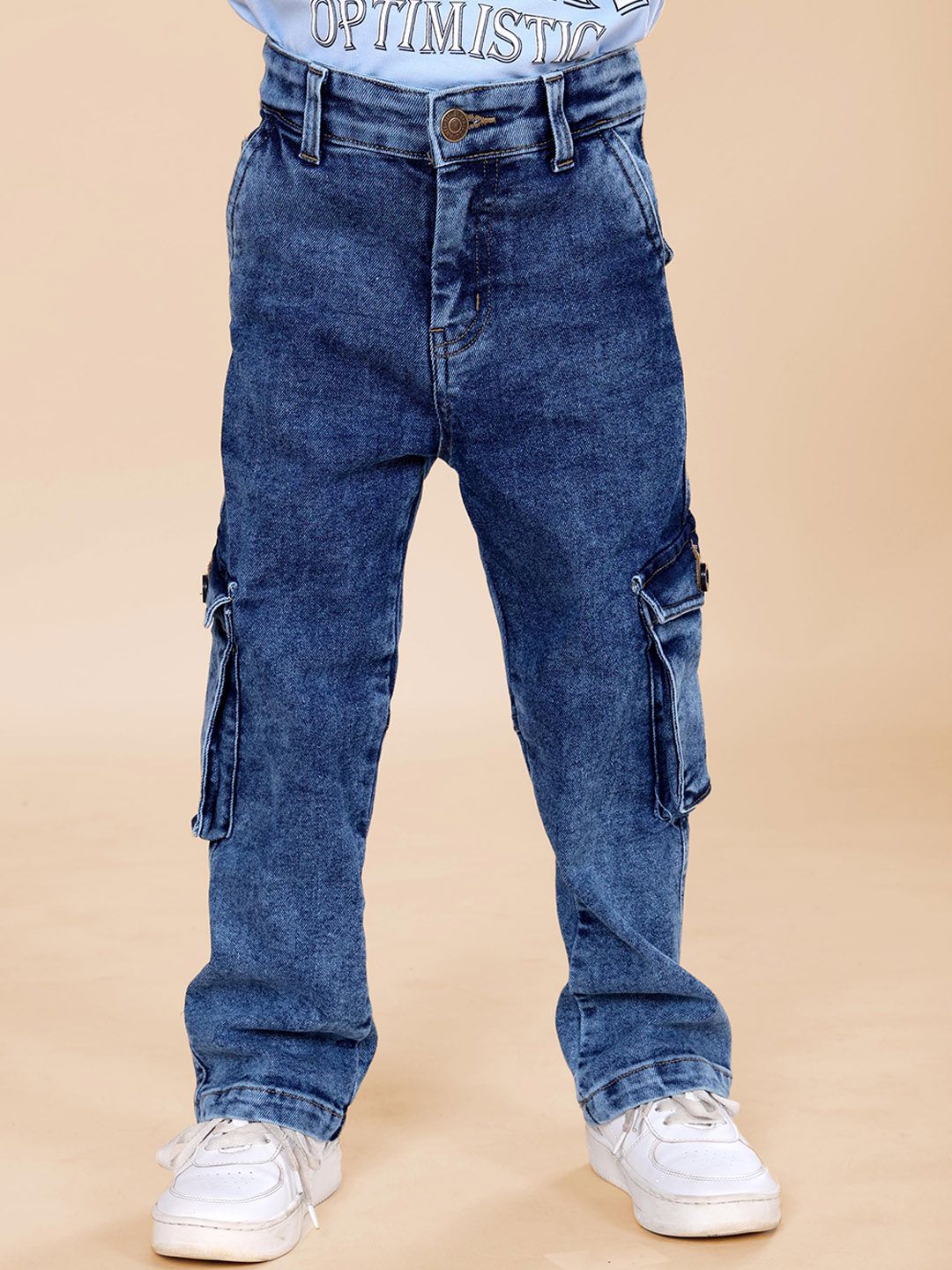 KiddoPanti Boys Straight Fit Light Fade Mid-Rise Stretchable Jeans