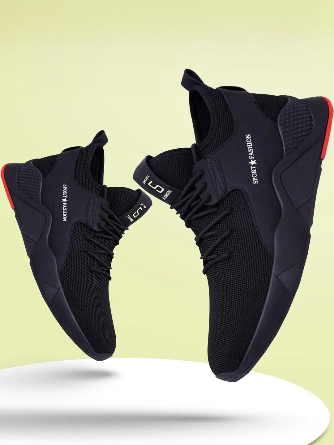Free Kicks Men Black Mesh Marking Running Sports Shoes