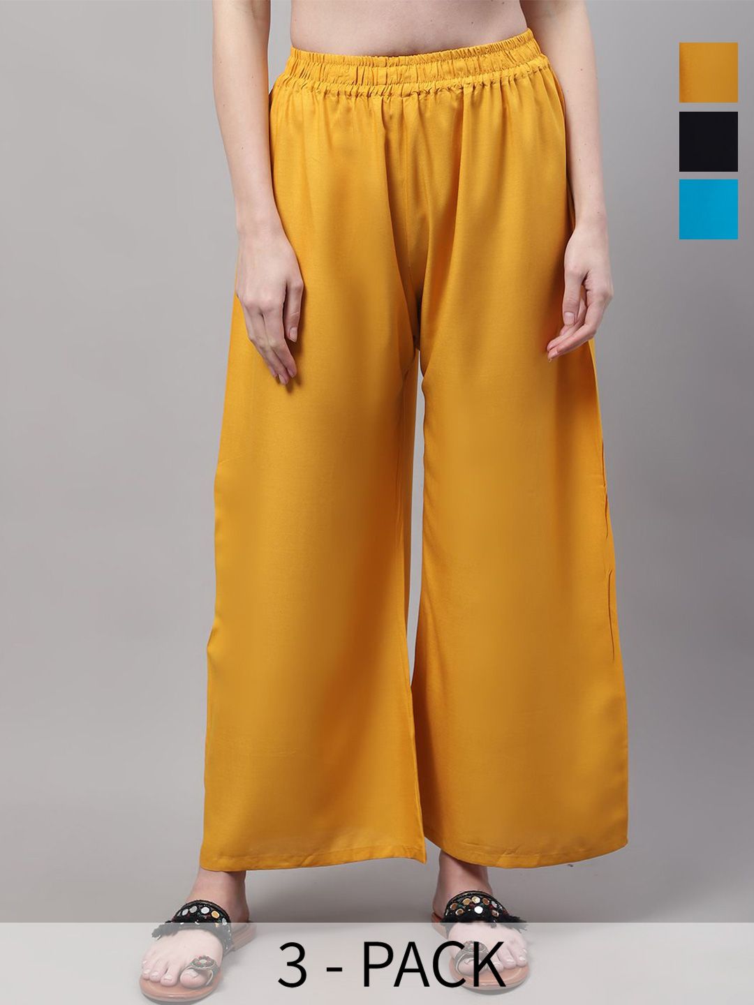 Valles365 by S.C. Women Selection Of 3 Flared Ethnic Palazzos
