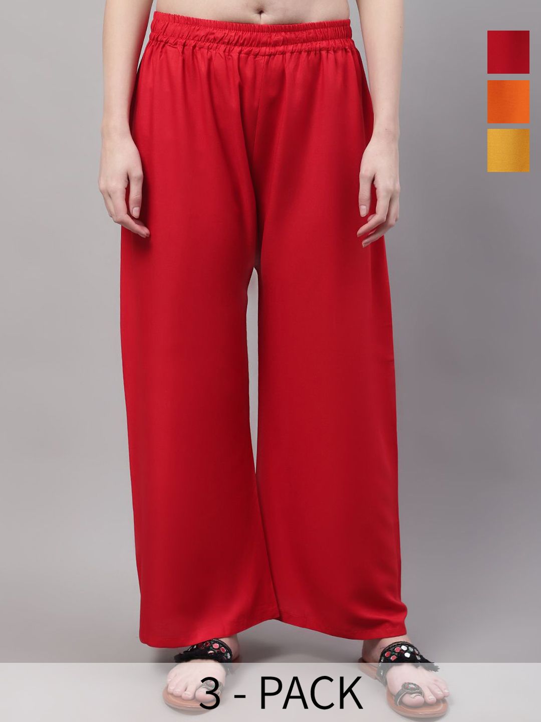 Valles365 by S.C. Women Pack Of 3 Solid Flared Ethnic Palazzos