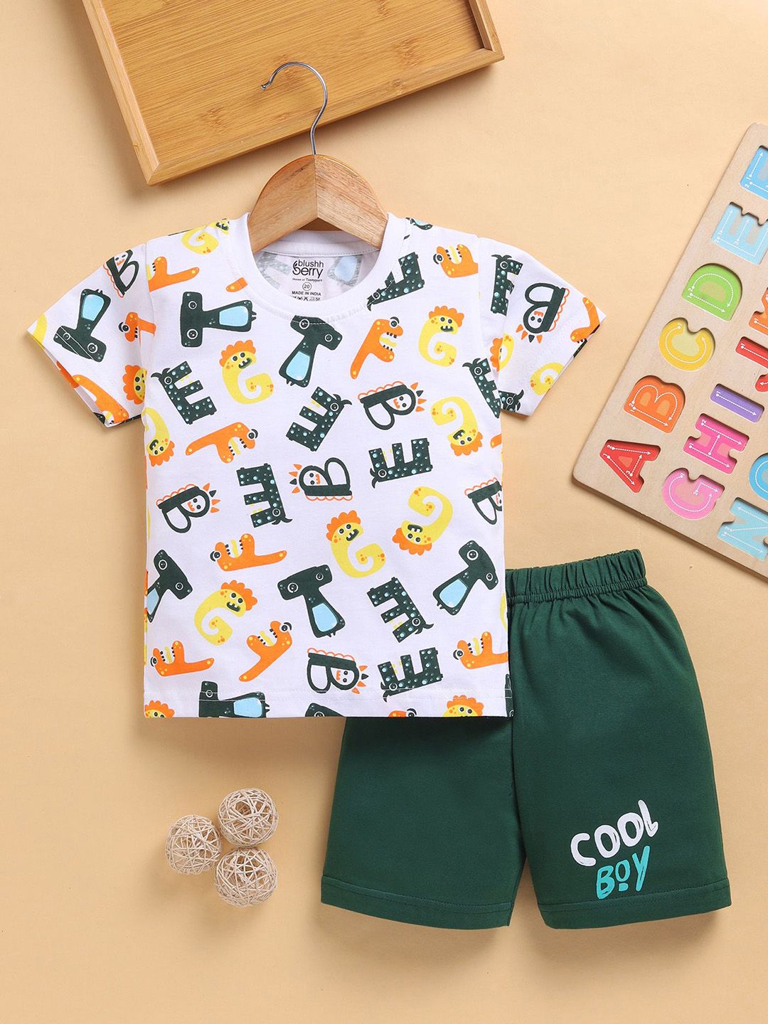 Toonyport Boys Printed Short Sleeves Pure Cotton T-shirt With Shorts