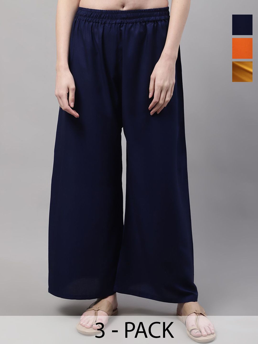 Valles365 by S.C. Women Women Pack of 3 Flared Palazzos