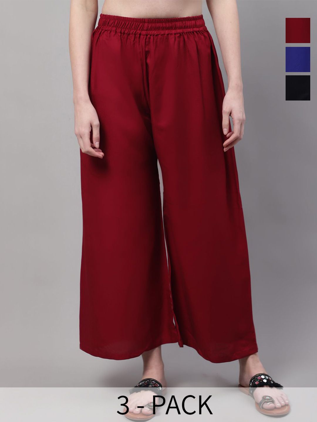 Valles365 by S.C. Women Pack Of 3 Flared Ethnic Palazzos