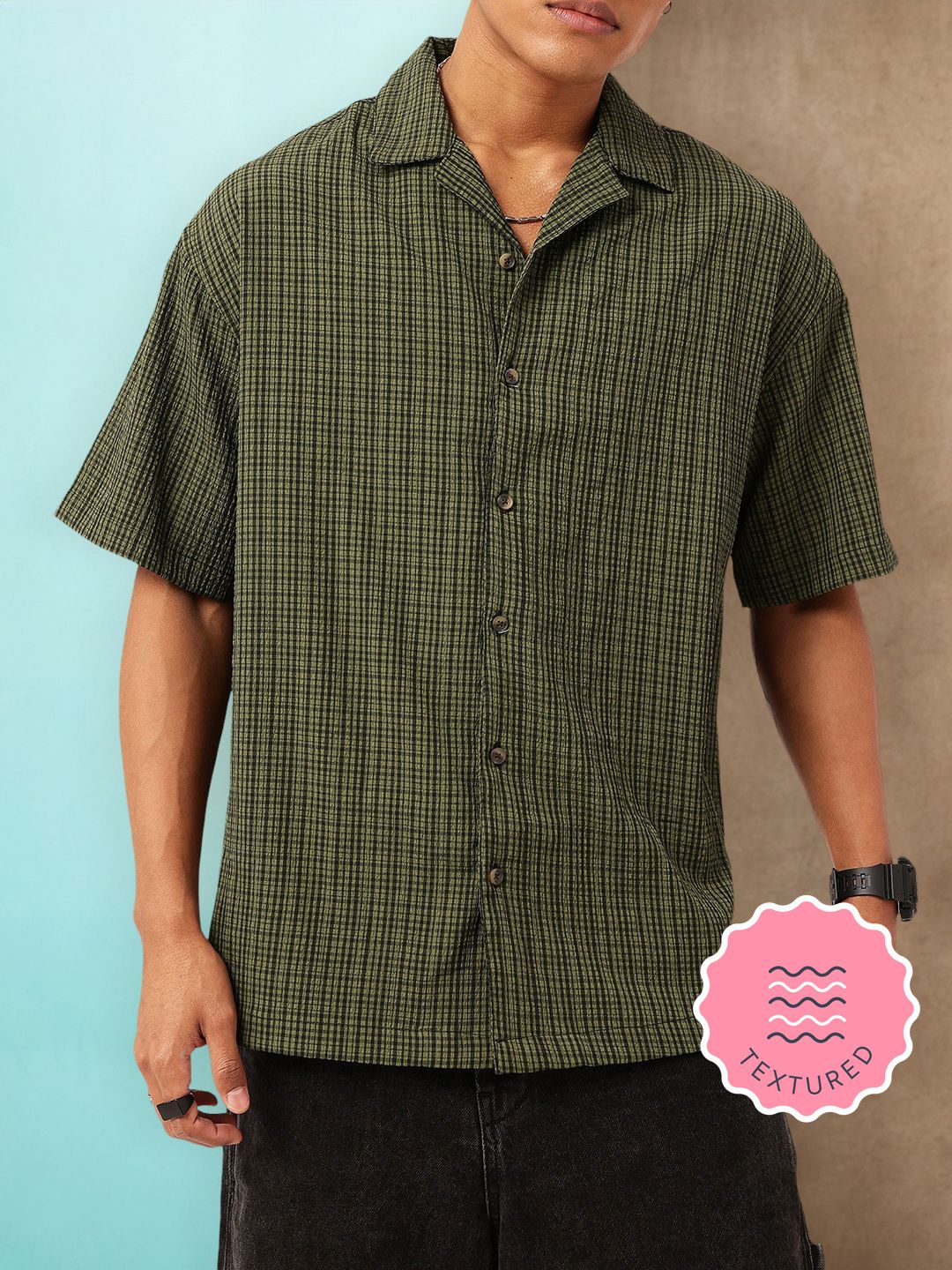 WROGN X fwd Classic Twist Textured Seersucker Oversized Shirt deal from myntra WROGN X fwd Classic Twist Textured Seersucker Oversized Shirt deal from myntra