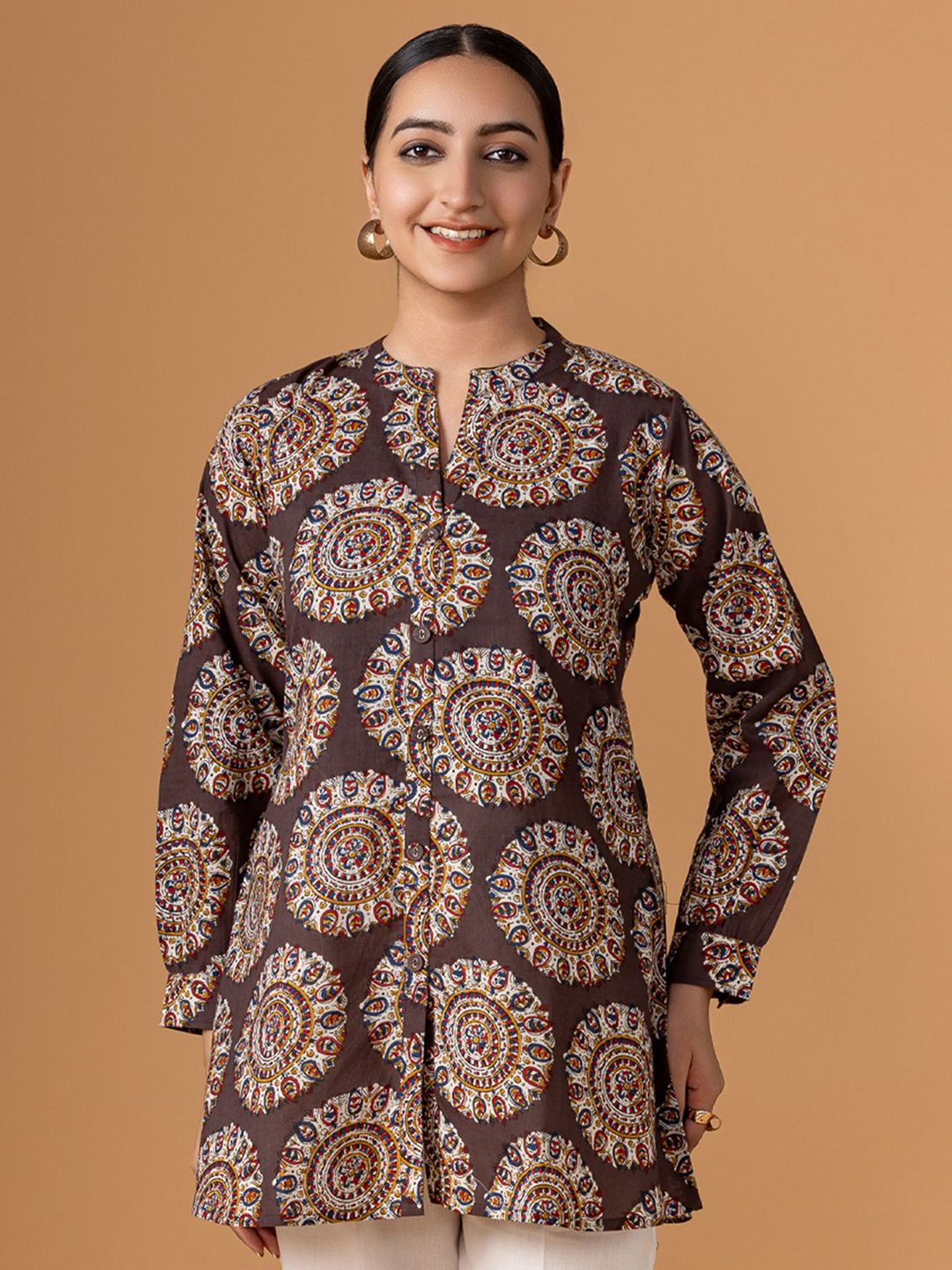 WOMEN PLUS Printed A-Line Pure Cotton Short Kurti