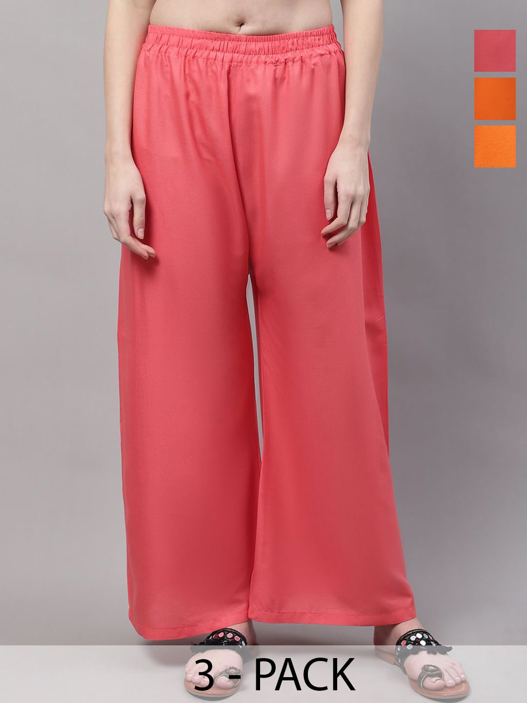 Valles365 by S.C. Women Pack Of 3 Flared Ethnic Palazzos