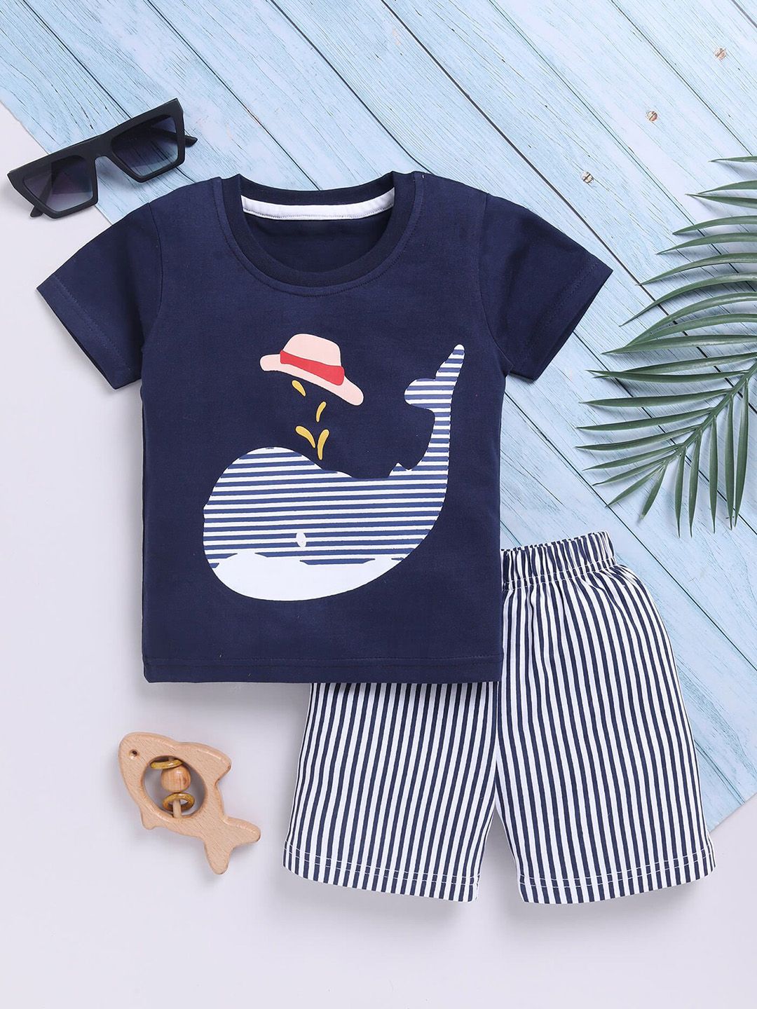 Toonyport Boys Printed Short Sleeves Pure Cotton T-shirt With Shorts