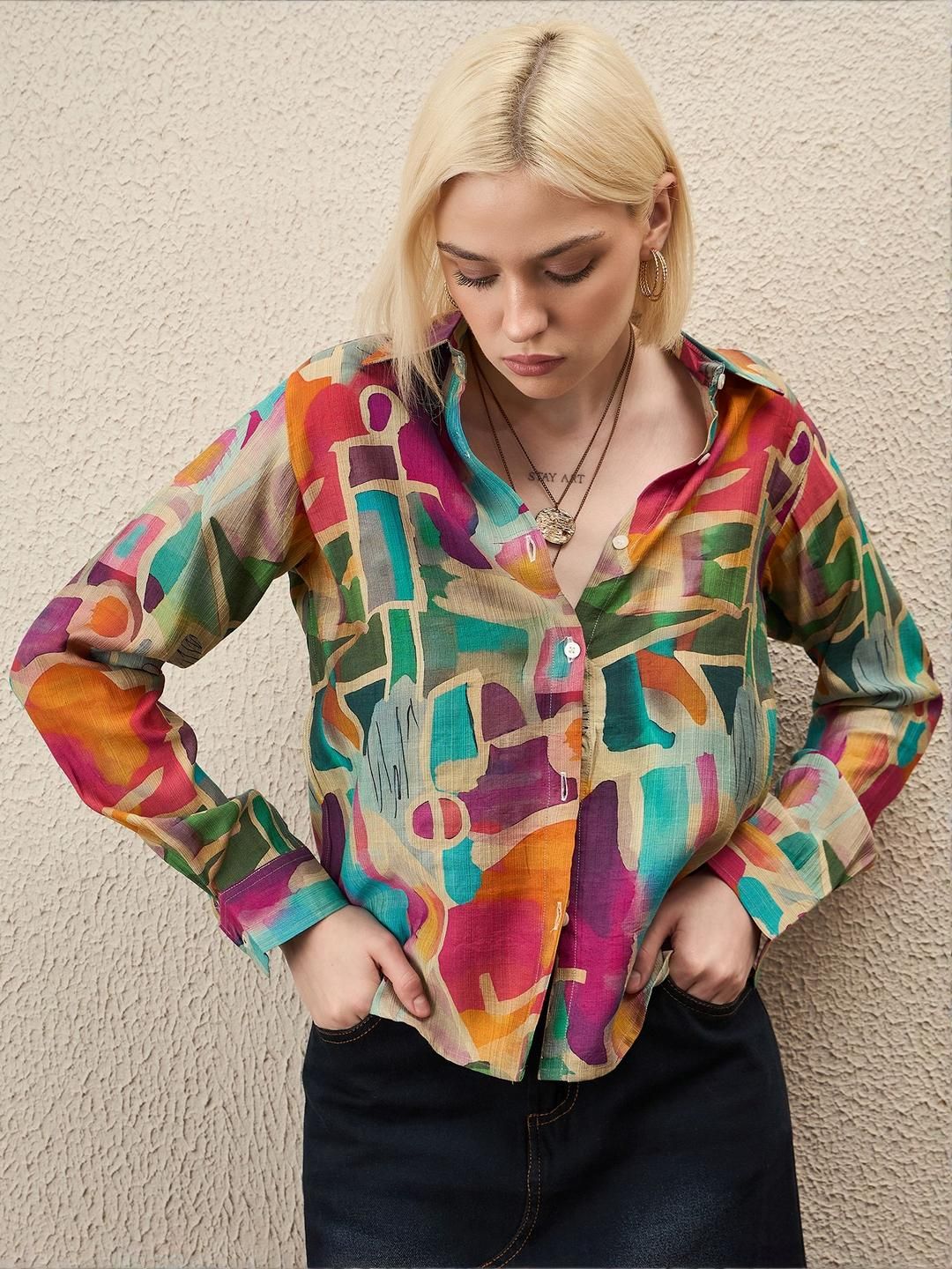 Roadster The Roadster Lifestyle Co Printed Spread Collar Shirt