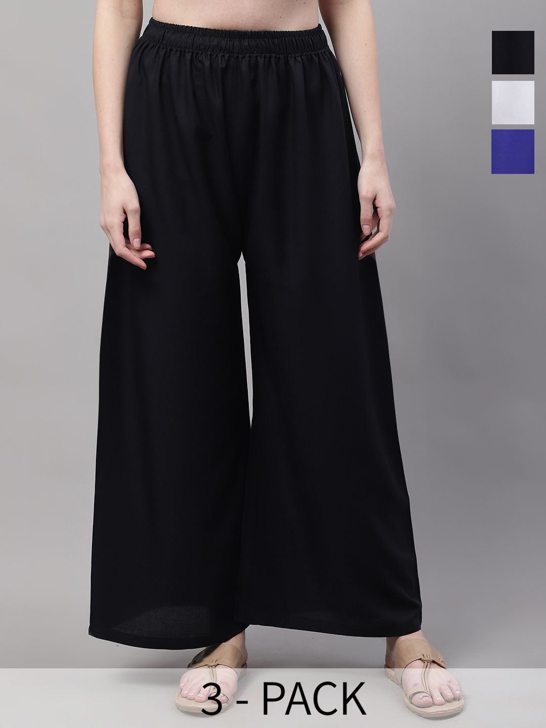 Valles365 by S.C. Women Selection Of 3 Flared Ethnic Palazzos
