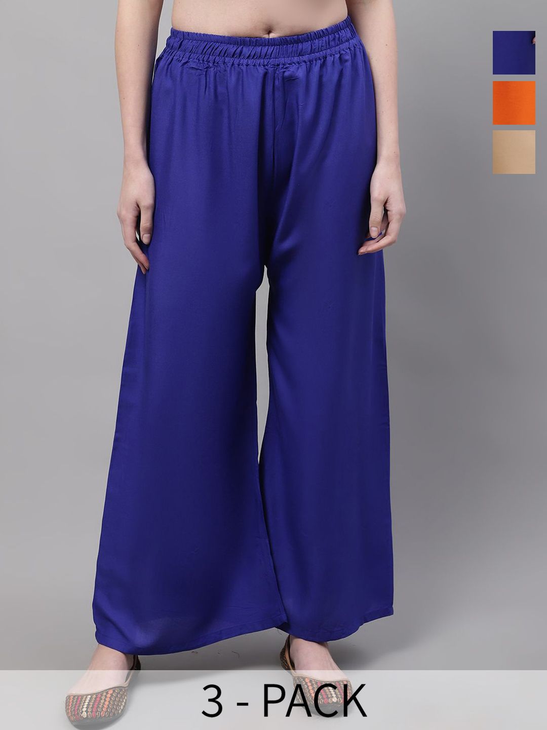 Valles365 by S.C. Women Pack of 3 Flared Ethnic Palazzos
