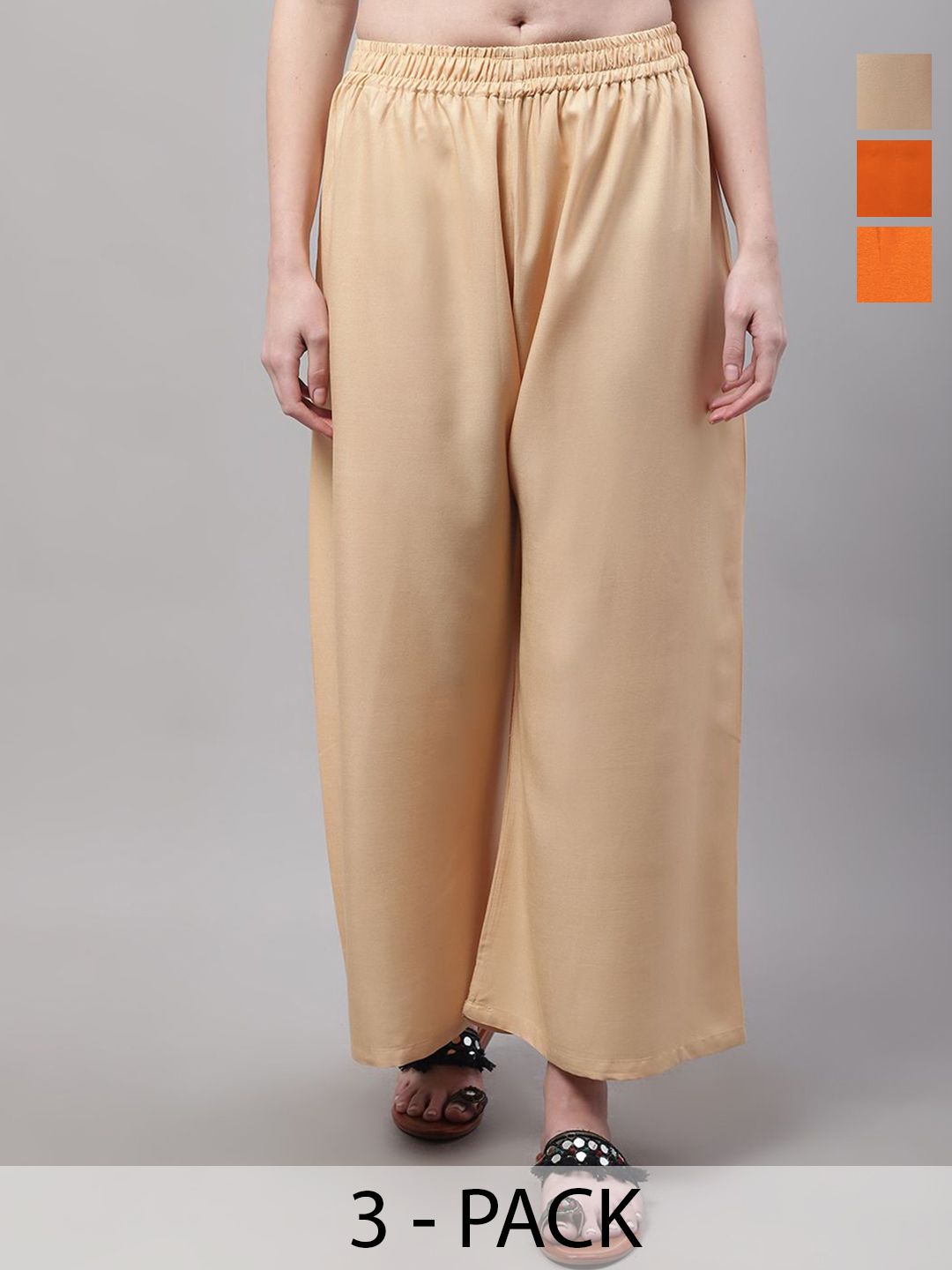 Valles365 by S.C. Women Pack Of 3 Flared Palazzos