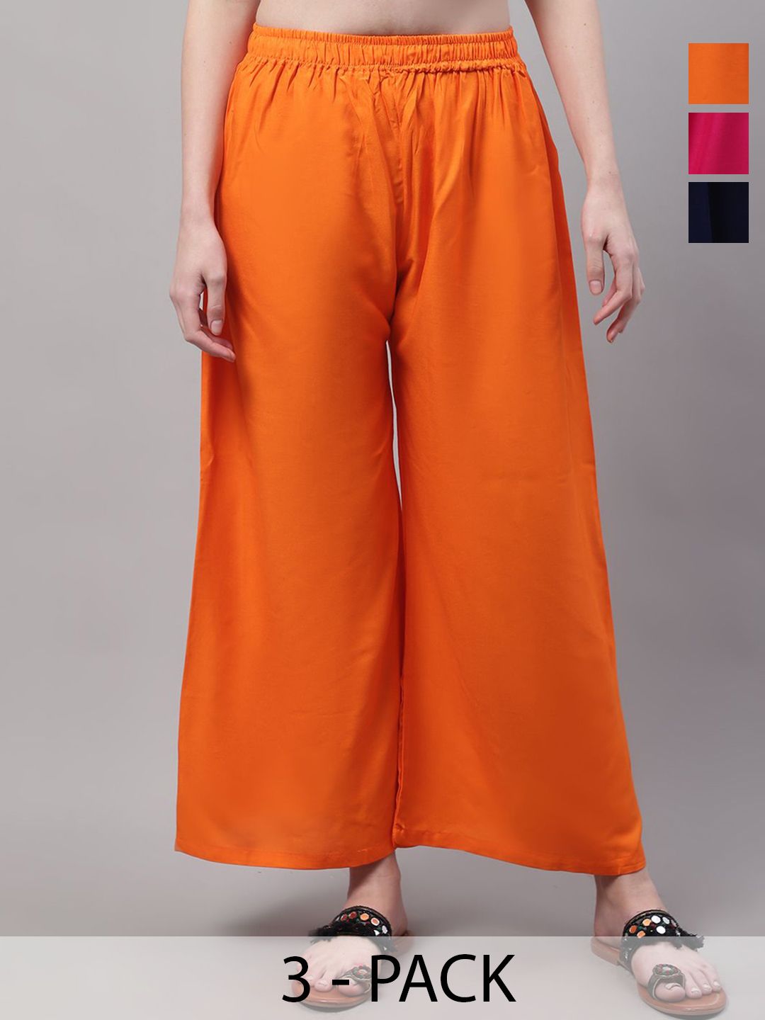 Valles365 by S.C. Women Pack Of 3 Flared Ethnic Palazzos