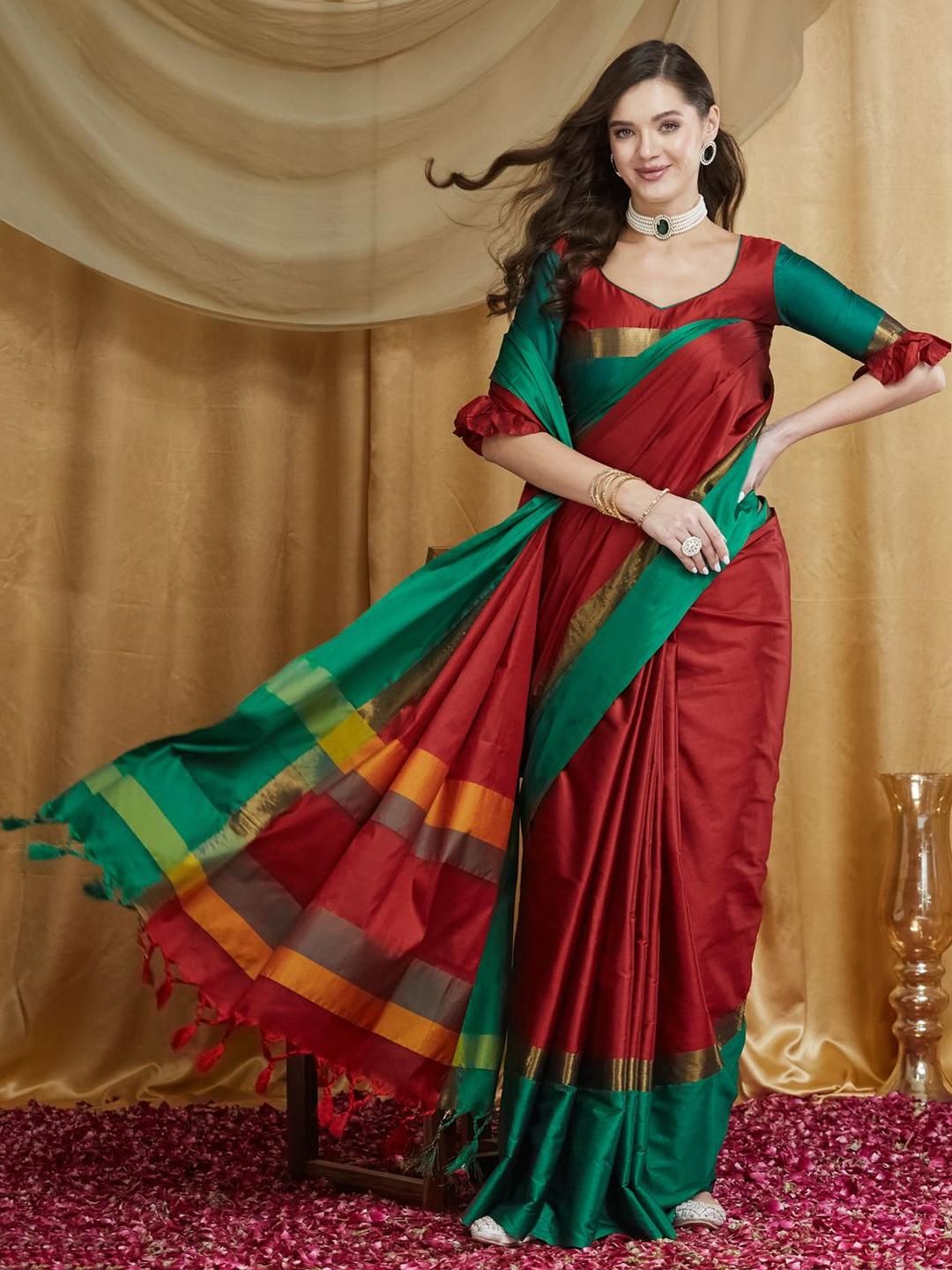 KALINI Silk Cotton Banarasi Saree