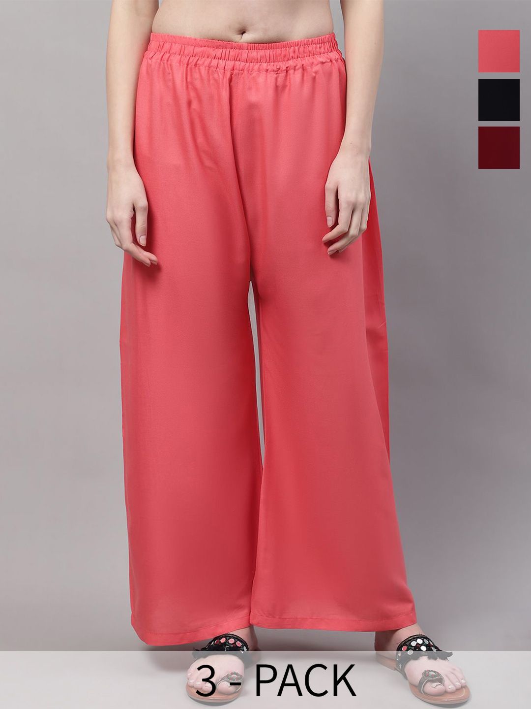 Valles365 by S.C. Women Pack Of 3 Flared Ethnic Palazzos