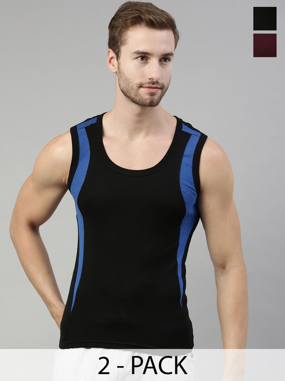 Dixcy Scott Originals DIXCY SCOTT Men Pack of 2 Combed Cotton Slim Fit Gym Vest