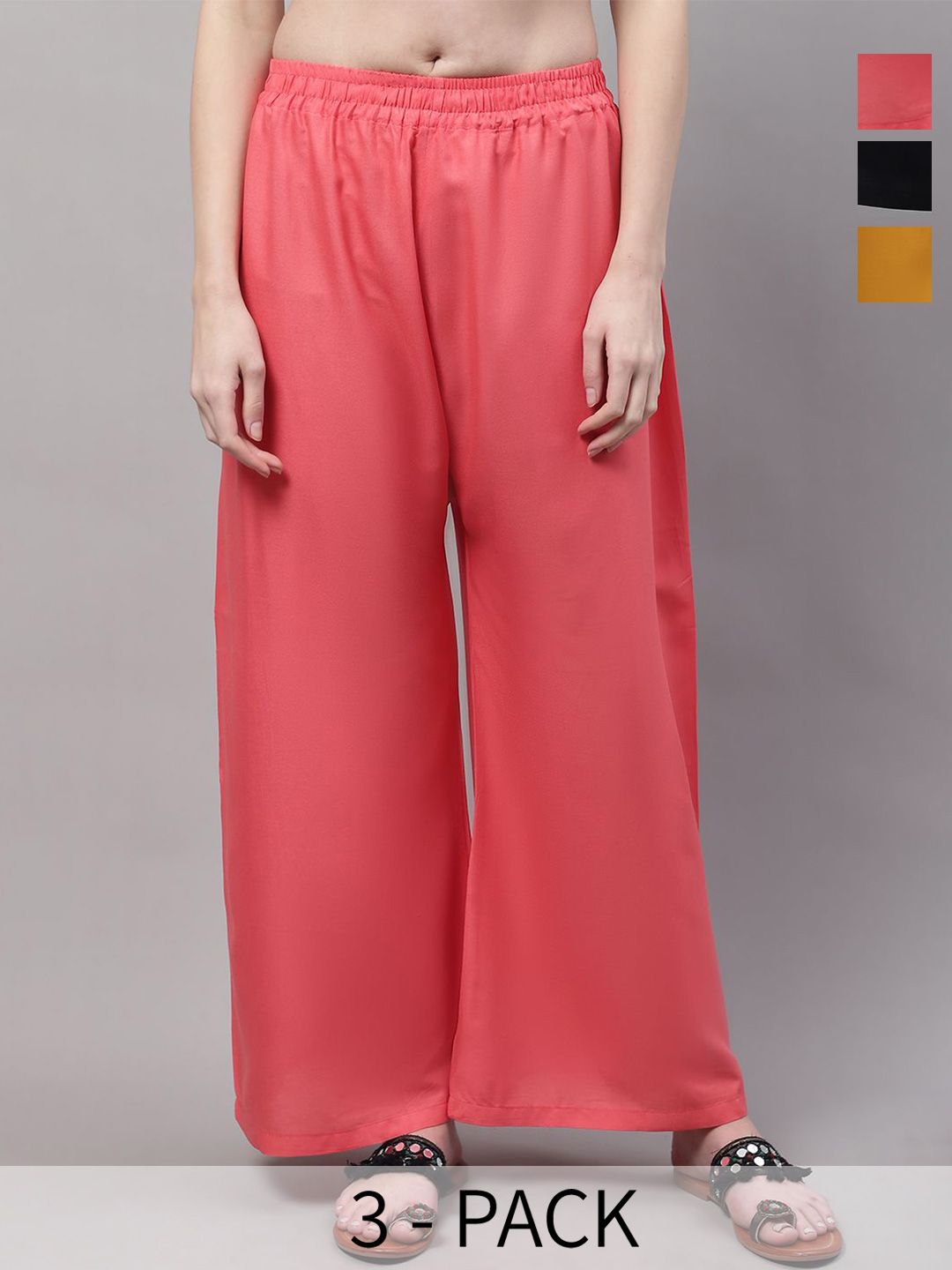 Valles365 by S.C. Women Selection Of 3 Flared Ethnic Palazzos