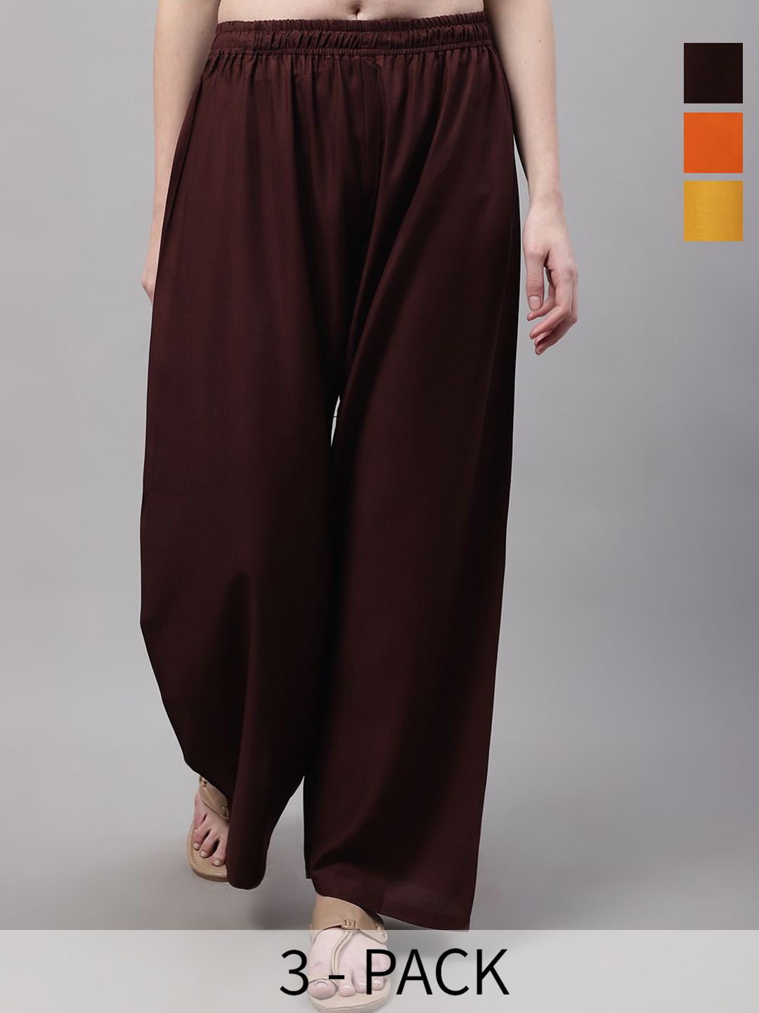 Valles365 by S.C. Women Pack of 3 Flared Ethnic Palazzos