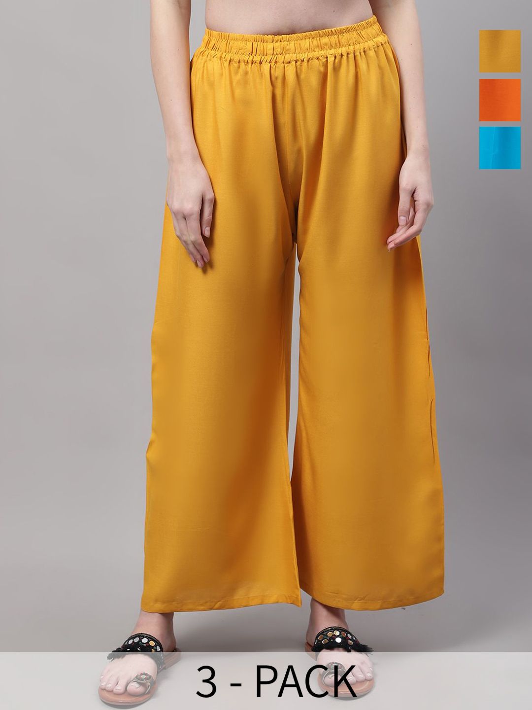 Valles365 by S.C. Women Pack Of 3 Flared Ethnic Palazzos