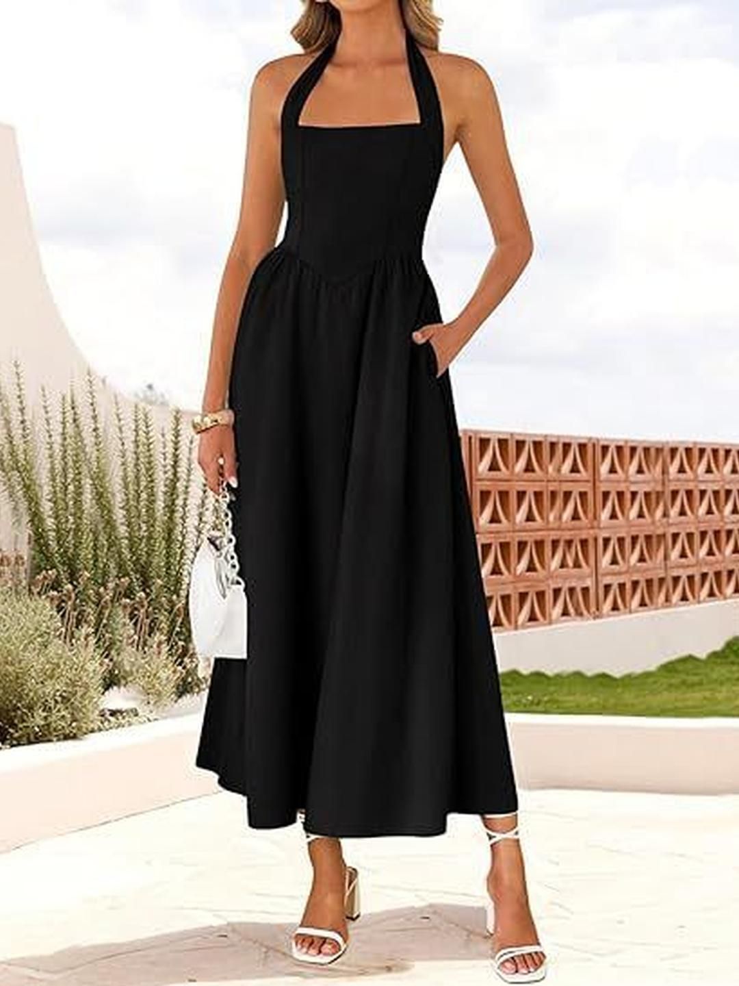 Buy Outzidr Halter Neck Maxi Midi Dress - Dresses for Women