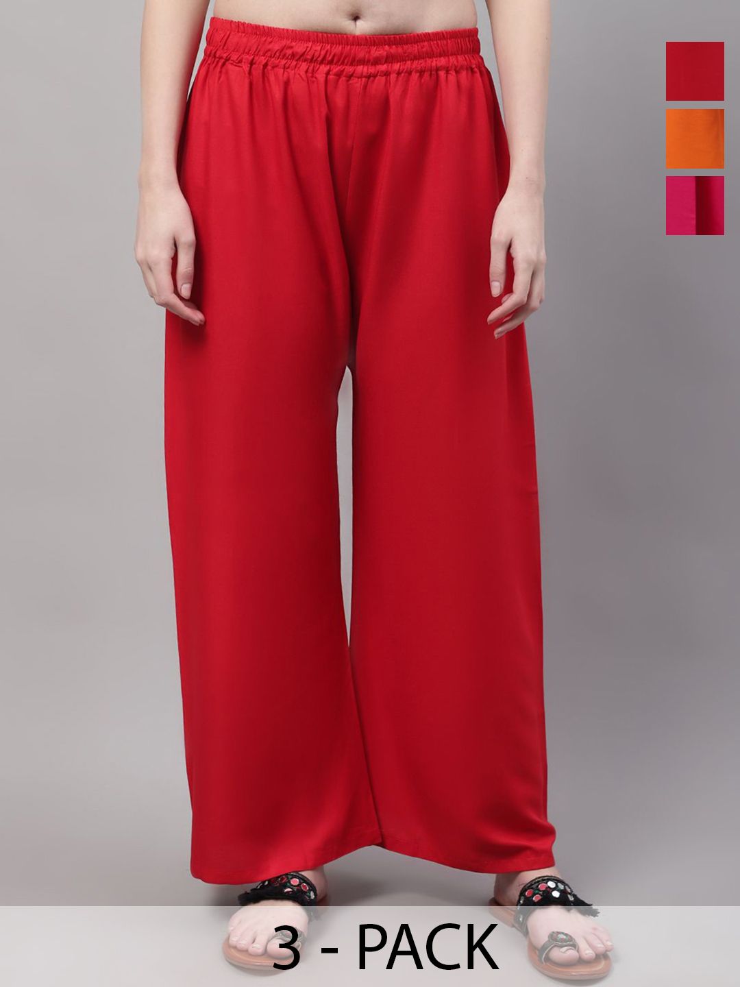 Valles365 by S.C. Women Pack Of 3 Wide Leg Ethnic Palazzos