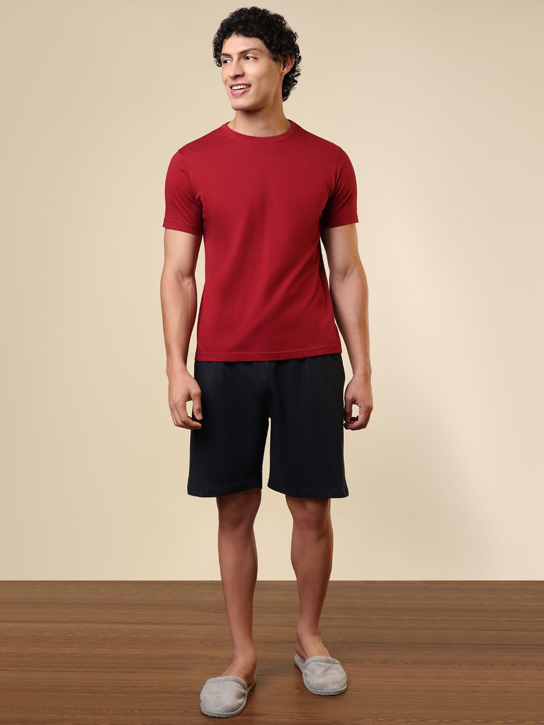 SleepZ by Raymond Men Round Neck Pure Cotton Night Suit