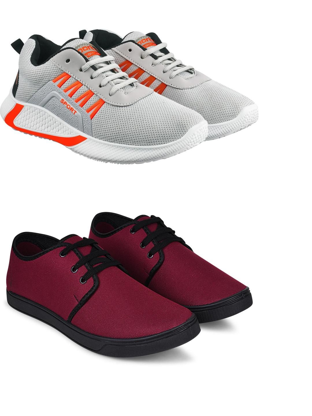Free Kicks Men Maroon Mesh Marking Running Sports Shoes