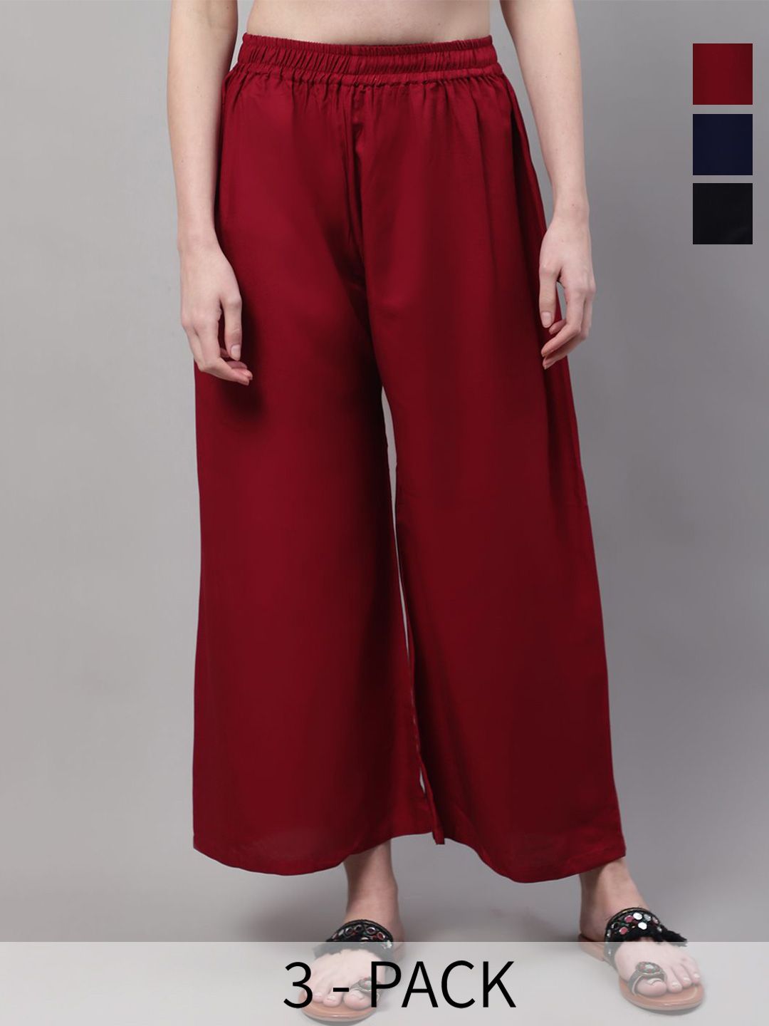 Valles365 by S.C. Women Pack Of 3 Flared Ethnic Palazzos