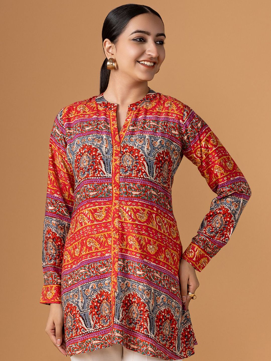 WOMEN PLUS Women Floral Printed Modal Tunic