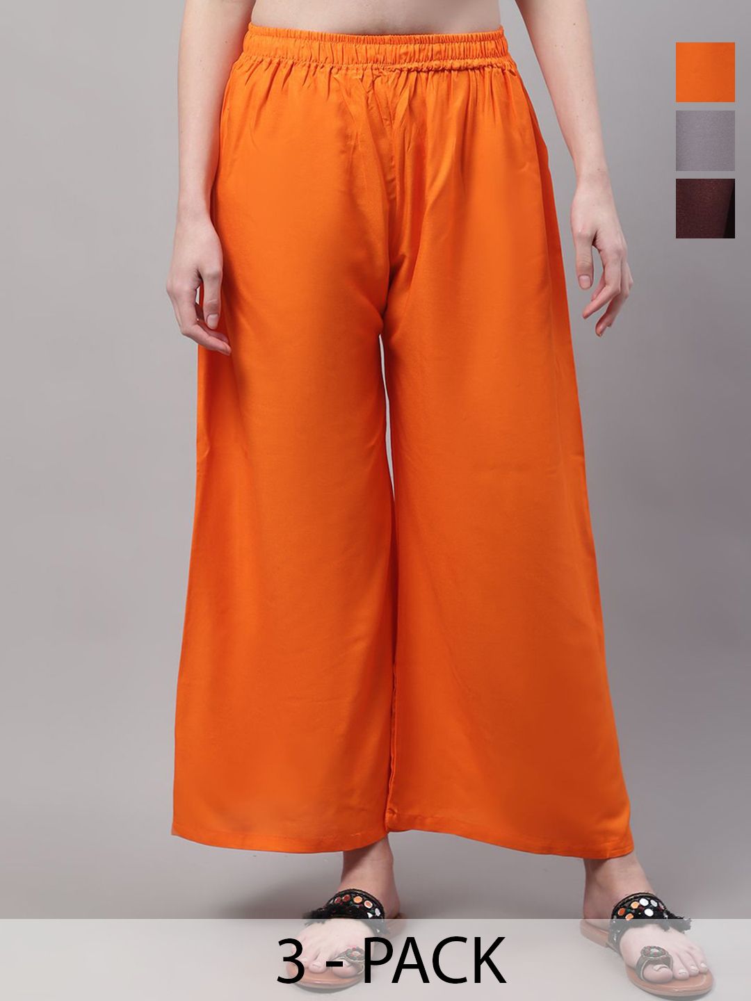 Valles365 by S.C. Women Pack Of 3 Flared Ethnic Palazzos