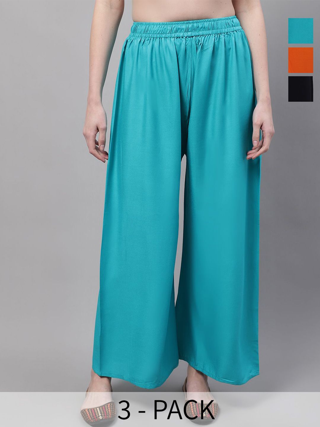 Valles365 by S.C. Women Selection Of 3 Flared Ethnic Palazzos