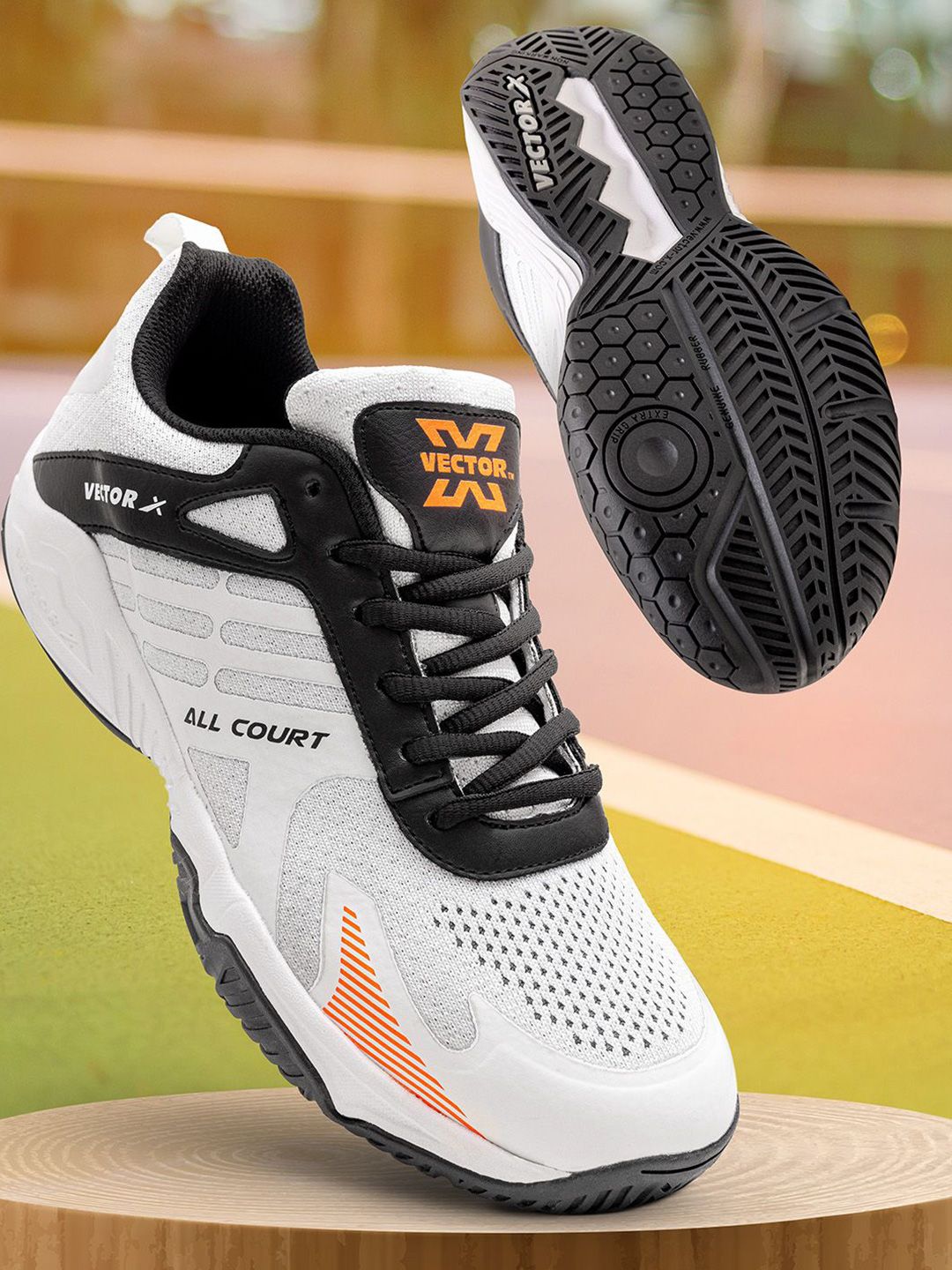 VECTOR X All Court TPU Fusing Knitted Upper Rubber Sole Indoor Outdoor Badminton Shoes