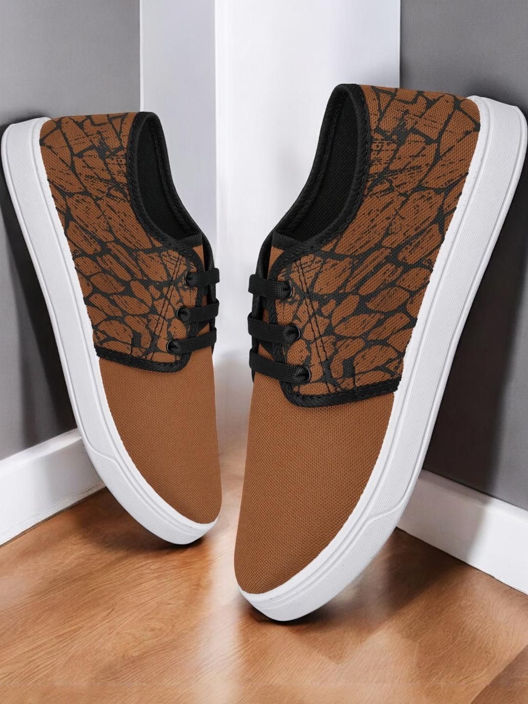 Free Kicks Men Tan Canvas Marking Running Sports Shoes