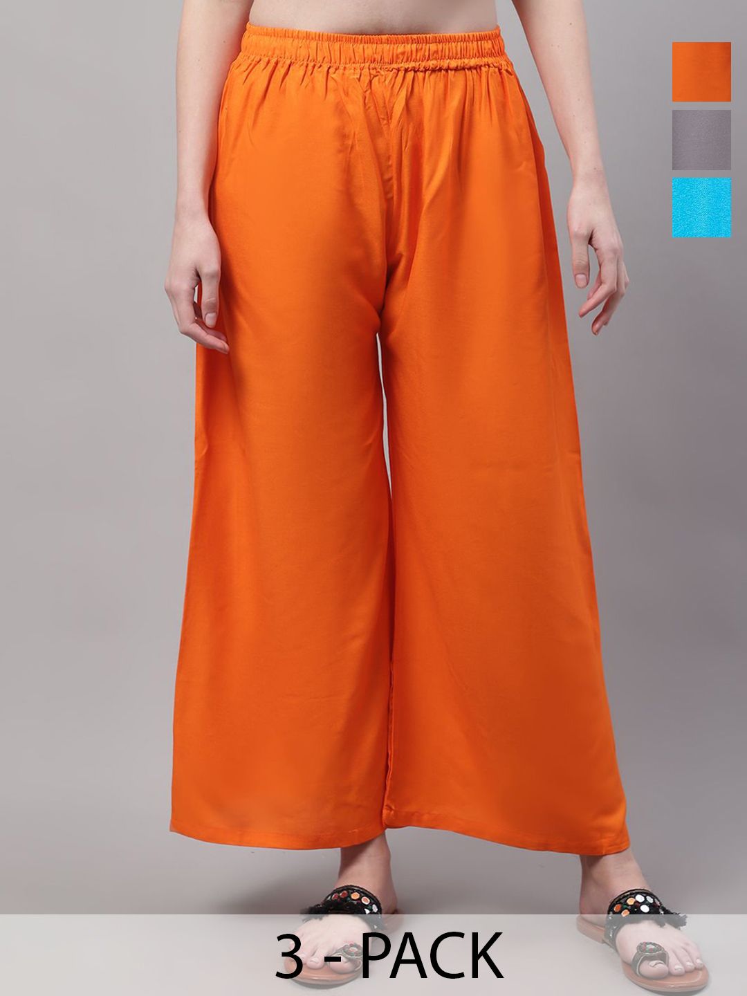 Valles365 by S.C. Women Pack of 3 Flared Ethnic Palazzos