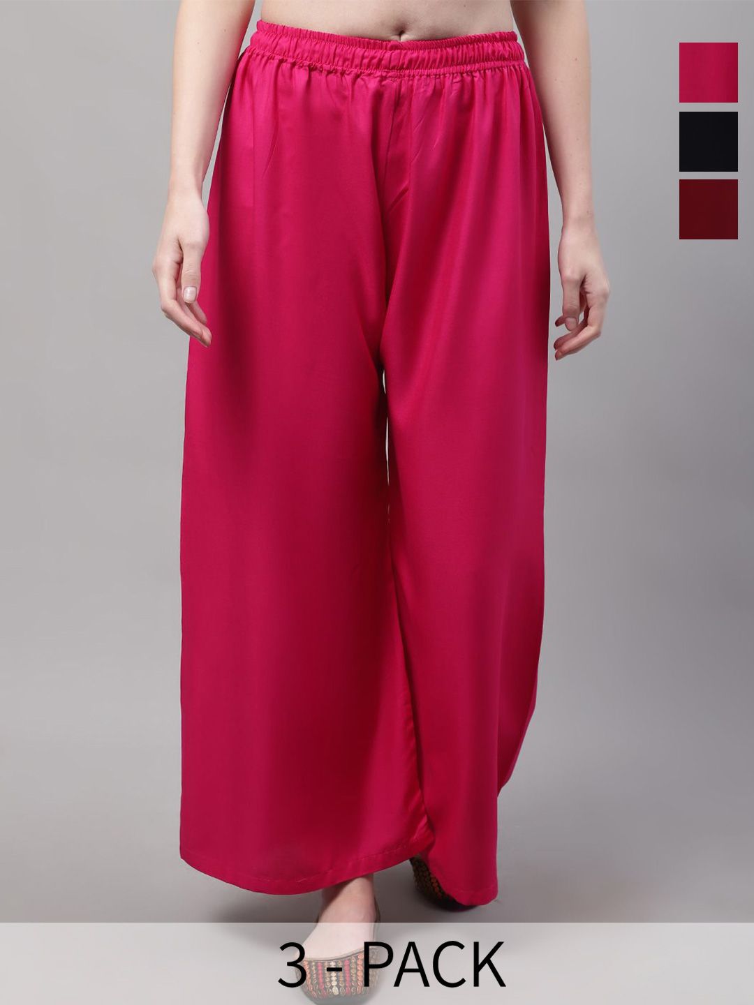 Valles365 by S.C. Women Pack Of 3 Flared Palazzos