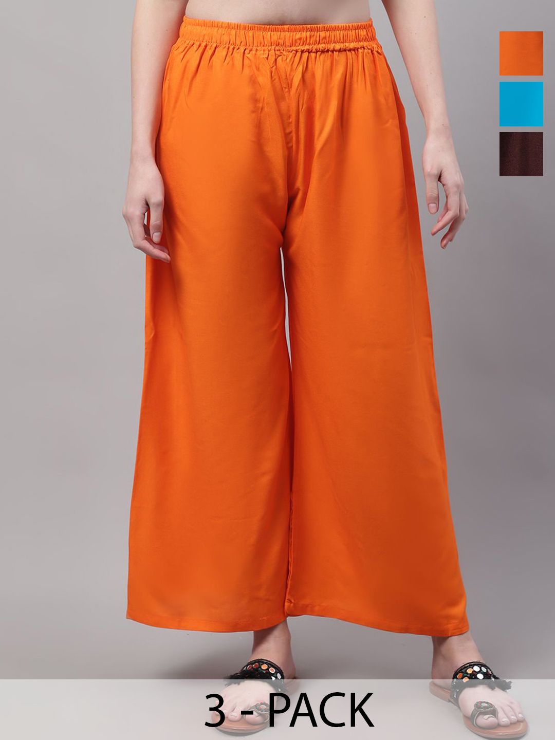 Valles365 by S.C. Women Pack Of 3 Flared Ethnic Palazzos