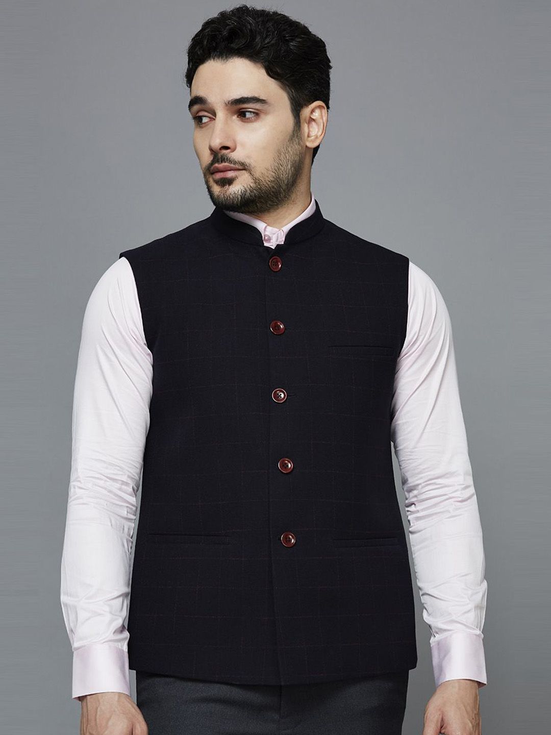 ESSAS club Checked Nehru Jacket