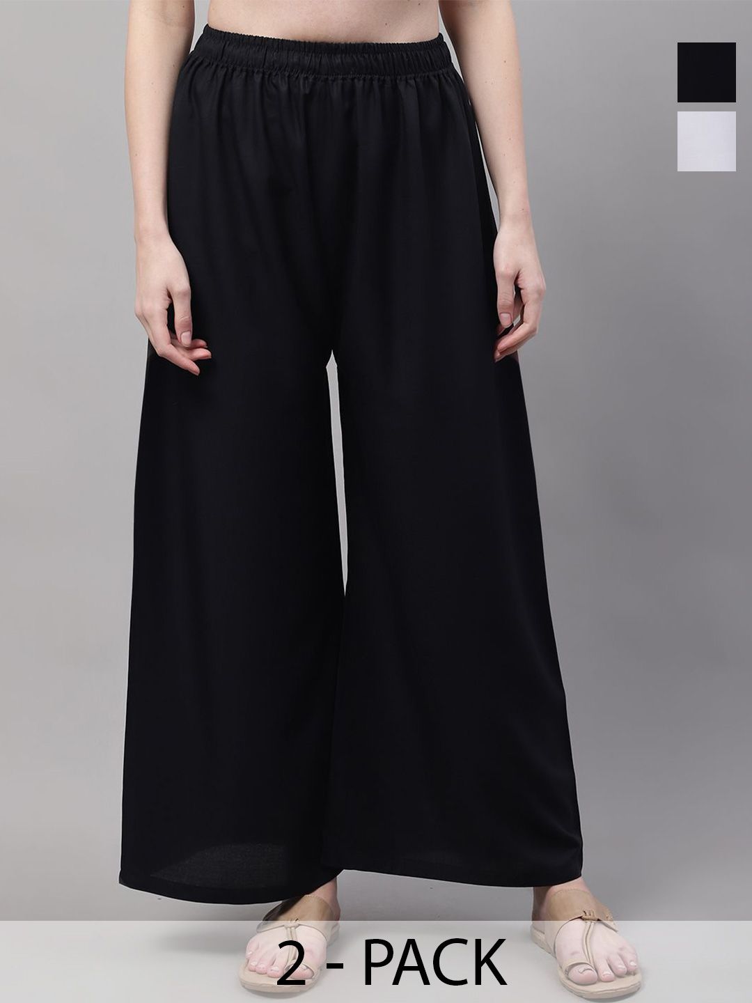 Valles365 by S.C. Women Pack of 2 Flared Palazzos